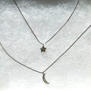 Dainty & sparkly silver celestial necklace.